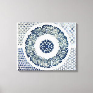 Chinese Medallion: Indigo Blue Chinoiserie Canvas Print