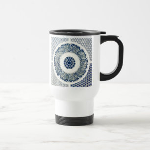 Chinese Medallion: Indigo Blue Chinoiserie Travel Mug