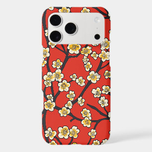 Chinese Meihua White Plum Blossom Crimson Pattern