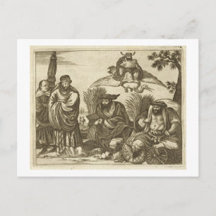 Chinese Merchants Consulting Fortune Tellers to En Postcard