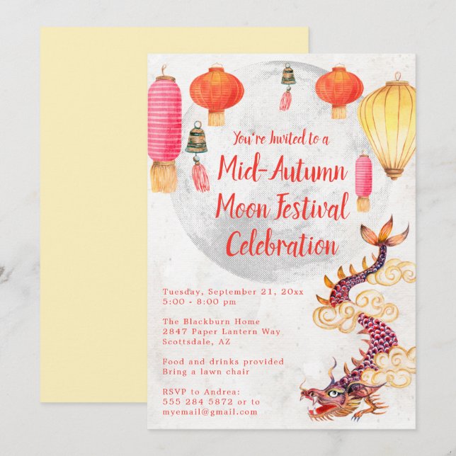Chinese Mid Autumn Moon Festival Invitation (Front/Back)