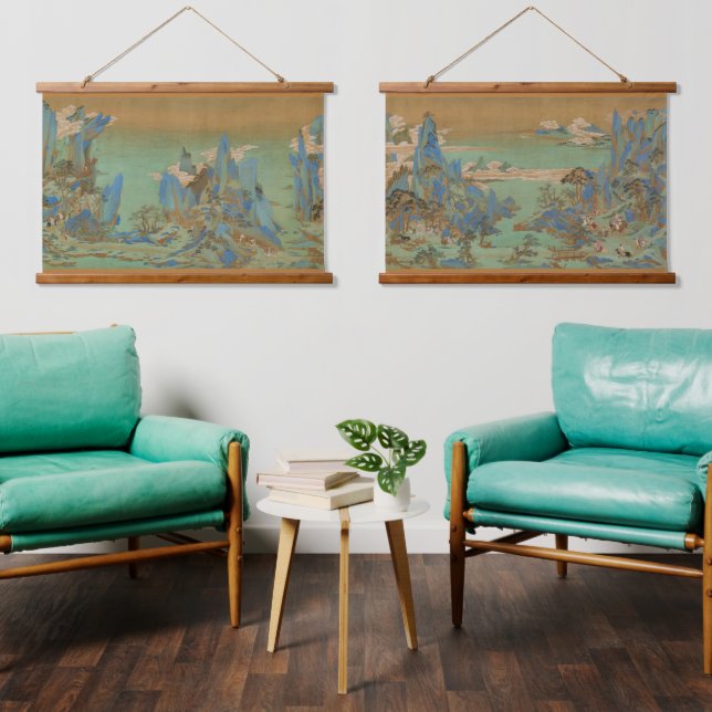 Chinese Ming Dynasty Journey to Shu Landscape Hanging Tapestry (Living Room)