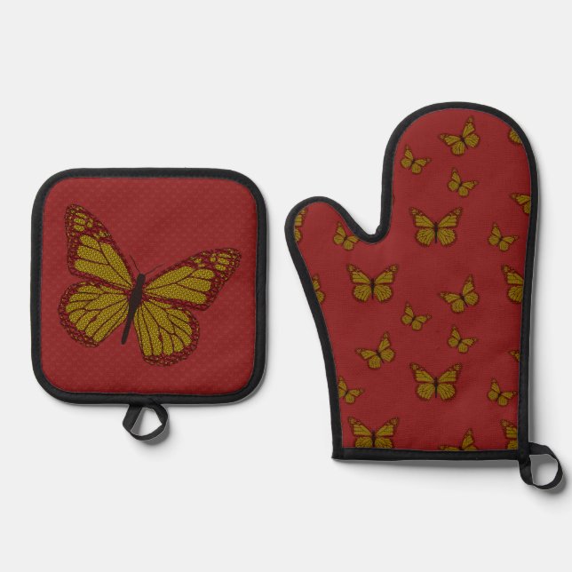 Chinese Monarch Oven Mitt & Pot Holder Set (Front)