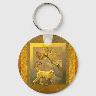 Chinese Monkey~ New Year Moon & Plum Blossoms Key Ring