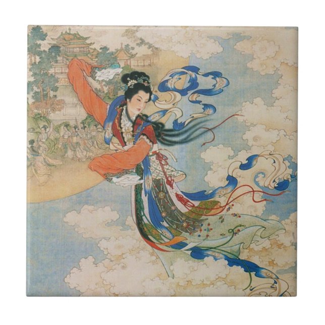 Chinese Moon Goddess ceramic tile (Front)