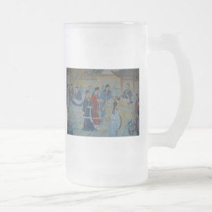 Chinese Mural Painting Frosted Glass Beer Mug