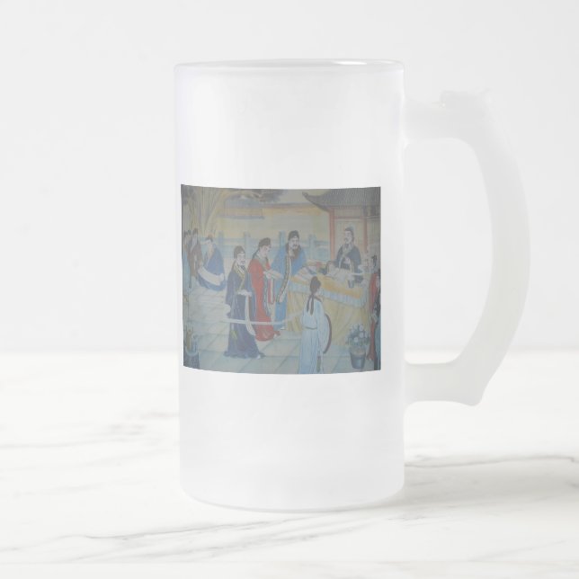 Chinese Mural Painting Frosted Glass Beer Mug (Right)