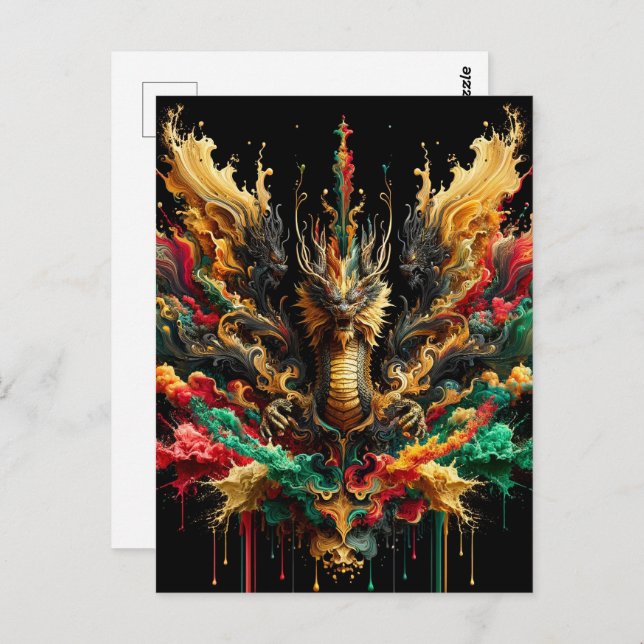 Chinese New Lunar Year of Dragon, Postcrossing Postcard (Front/Back)