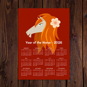 Chinese New Lunar Year Zodiac Horse 2026 Calendar