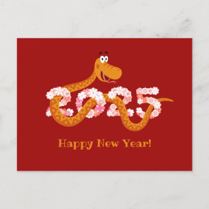 Chinese New Lunar Year Zodiac Wood Snake 2025 Postcard