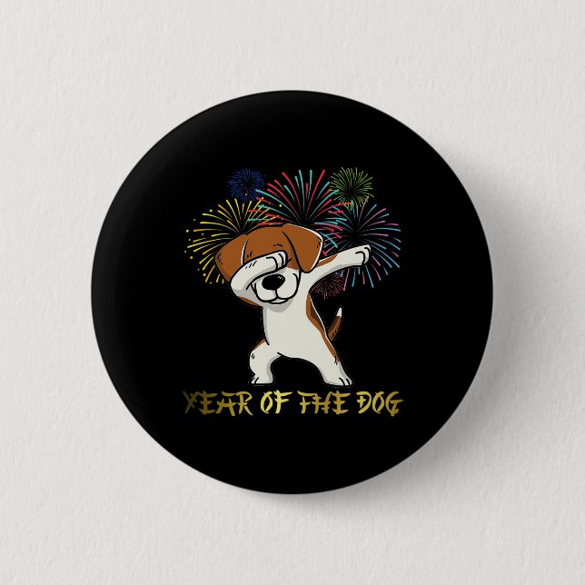 Chinese New Year 2018 Fireworks Chinese Zodiac Gif 6 Cm Round Badge (Front)