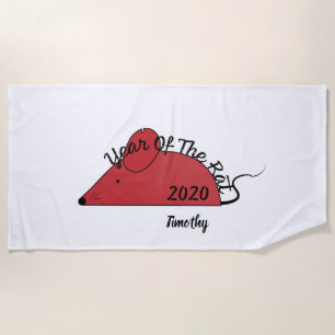 Chinese New Year 2020 Year of the Rat Beach Towel