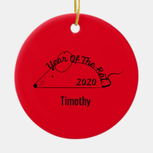 Chinese New Year 2020 Year of the Rat Ceramic Tree Decoration