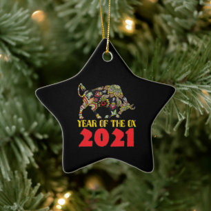 Chinese New Year 2021 - Year Of The Ox Ceramic Tree Decoration