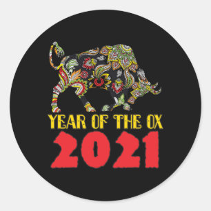 Chinese New Year 2021 - Year Of The Ox Classic Round Sticker