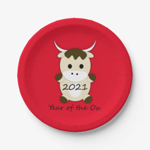 Chinese New Year 2021 Year of the Ox Paper Plate