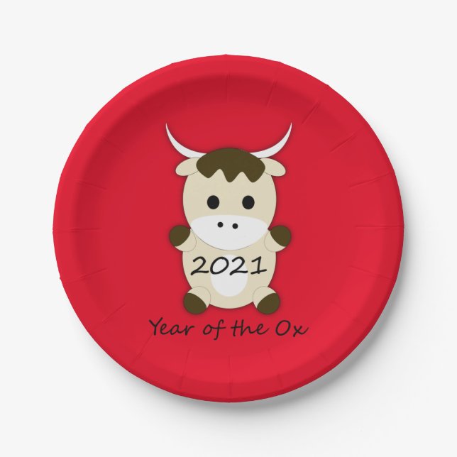 Chinese New Year 2021 Year of the Ox Paper Plate (Front)