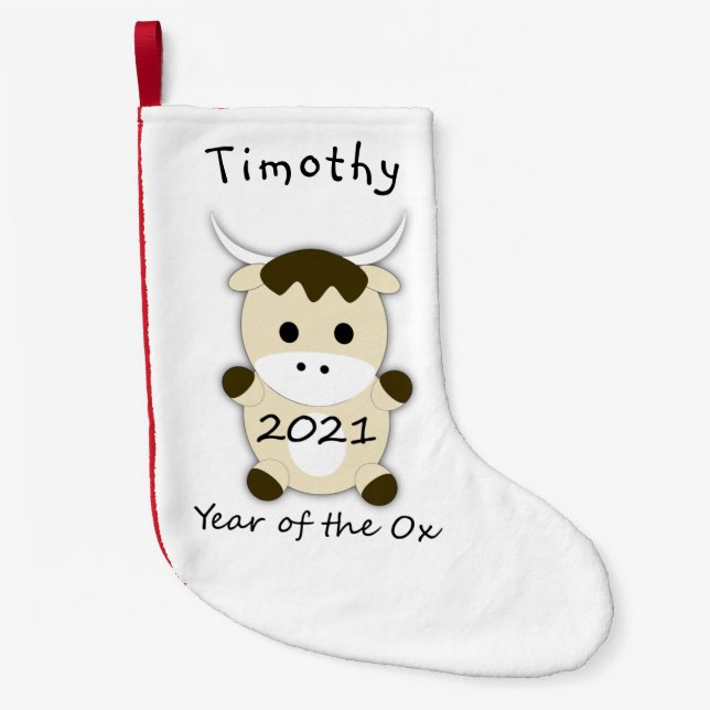Chinese New Year 2021 Year of the Ox Small Christmas Stocking (Front)