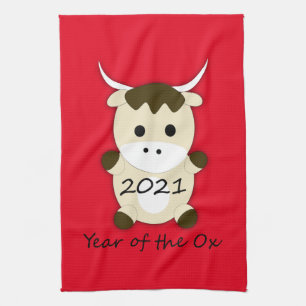 Chinese New Year 2021 Year of the Ox Tea Towel