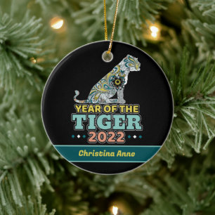 Chinese New Year 2022 - White Tiger Ceramic Orname Tree Decoration