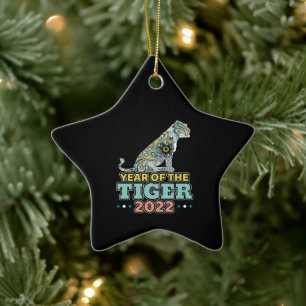 Chinese New Year 2022 - White Tiger Ceramic Tree Decoration