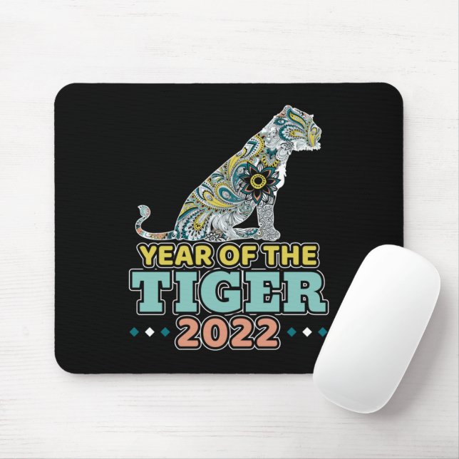 Chinese New Year 2022 - White Tiger Mouse Mat (With Mouse)