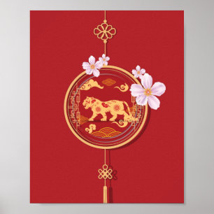 Chinese new year 2022 year of the tiger. poster