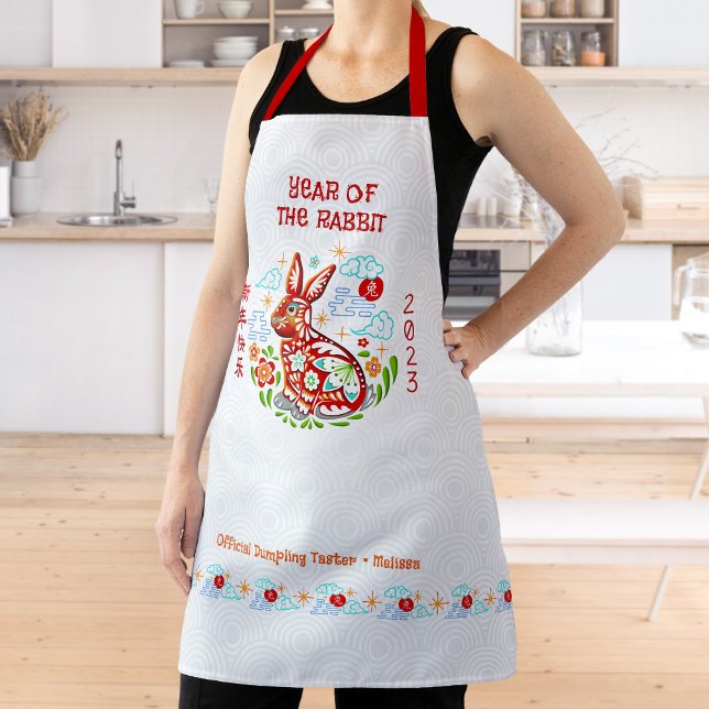 Chinese New Year 2023 Colorful Papercut Rabbit Apron (LINK FOR 2026 YEAR OF THE HORSE: www.zazzle.com/collections/119527212422228266
)