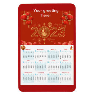 Chinese New Year 2023 Rabbit calendar Card Magnet