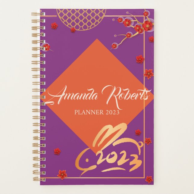 Chinese New Year 2023 Rabbit  Plum Blossom Flowers Planner (Front)
