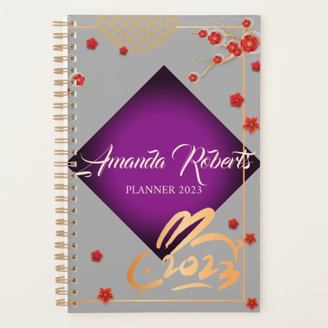 Chinese New Year 2023 Rabbit  Plum Blossom Flowers Planner (Front)