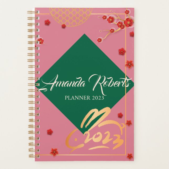 Chinese New Year 2023 Rabbit  Plum Blossom Flowers Planner (Front)