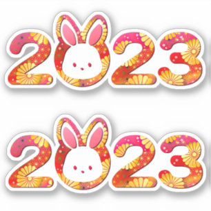 Chinese New Year 2023 Year of Rabbit Pink Floral