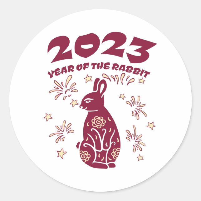 Chinese New Year 2023 - Year of the Rabbit Classic Round Sticker (Front)