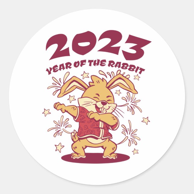 Chinese New Year 2023 - Year of the Rabbit Classic Round Sticker (Front)