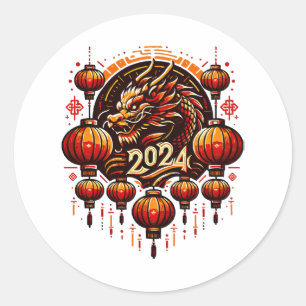  chinese new year 2024 classic round sticker