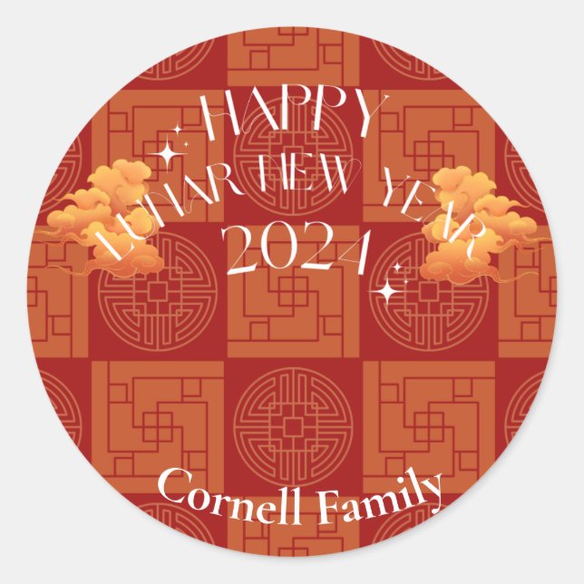 chinese new year 2024 classic round sticker (Front)