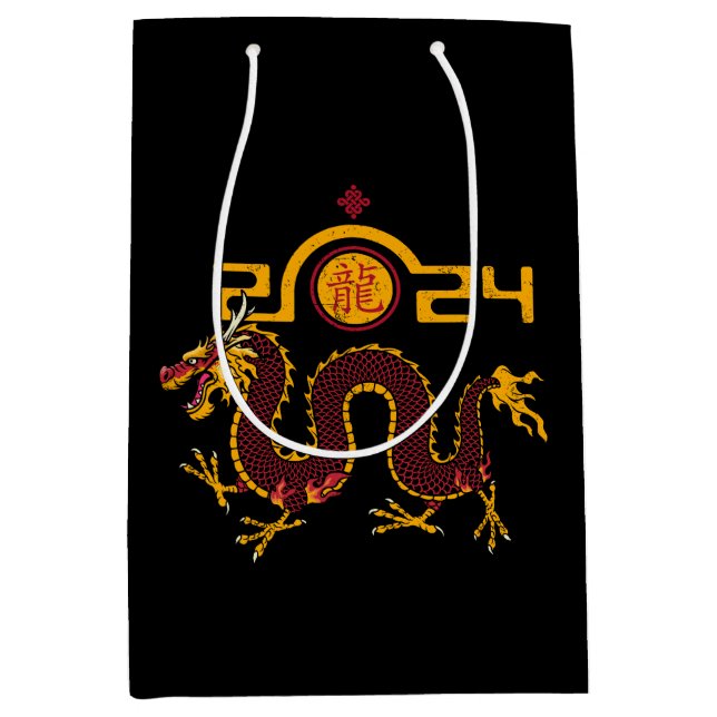 Chinese New Year 2024 Dragon,Year of the Dragon Medium Gift Bag (Front)