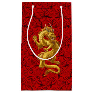 Chinese New Year 2024 Gold Lucky Dragon Gift Bags
