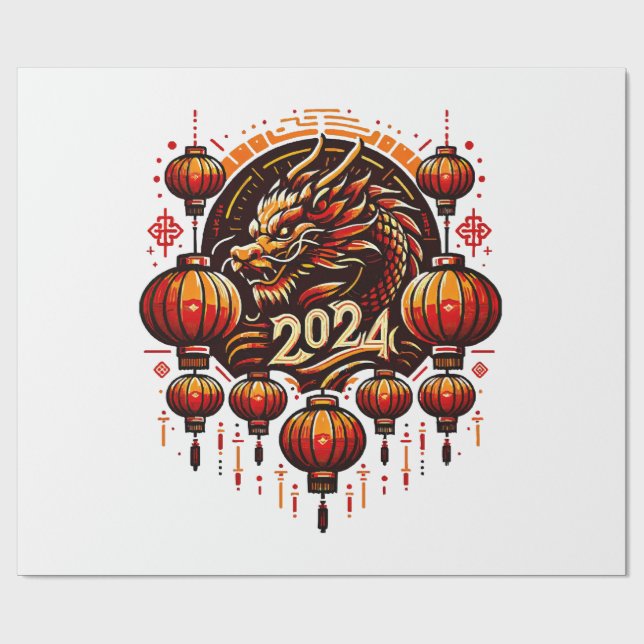  chinese new year 2024 wrapping paper (Flat)