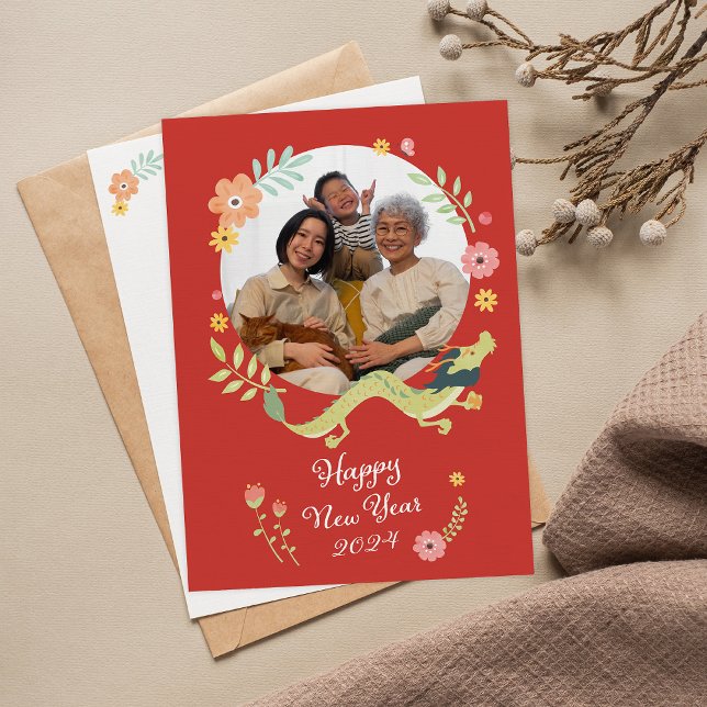 Chinese New Year 2024 Year Of Dragon Family Holiday Card (Creator Uploaded)