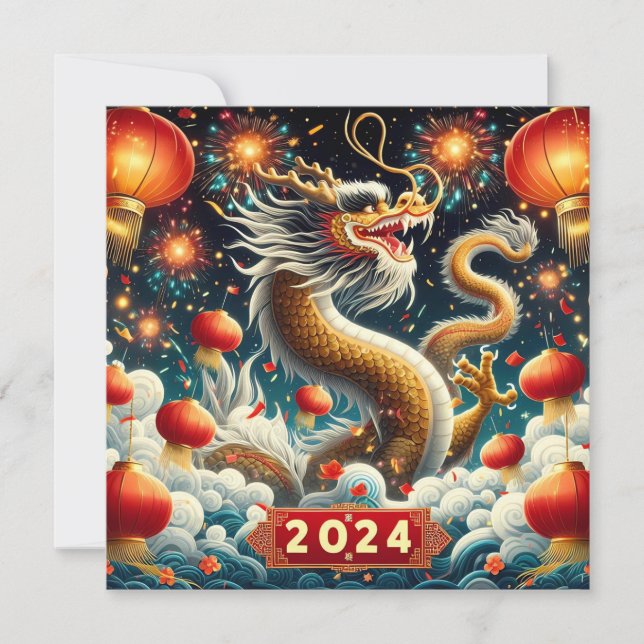 Chinese New Year 2024 Year of The Dragon Holiday Card (Front)