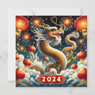 Chinese New Year 2024 Year of The Dragon Holiday Card