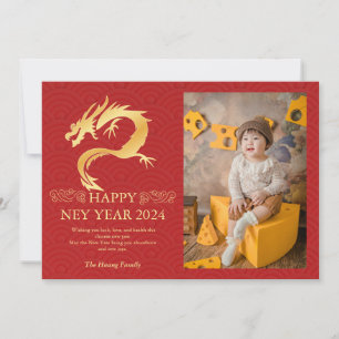 Chinese New Year 2024, Year Of The Dragon Red Holi Holiday Card