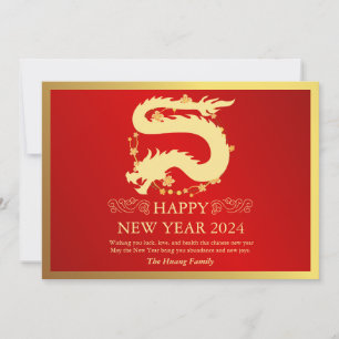 Chinese New Year 2024, Year Of The Dragon Red Holi Holiday Card