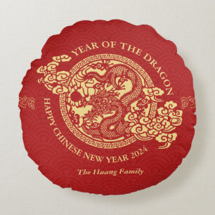 Chinese New Year 2024, Year Of The Dragon Round Cushion