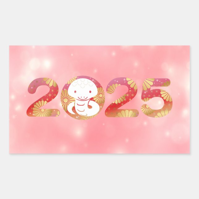 Chinese New Year 2025 Celebration Design Rectangular Sticker (Front)