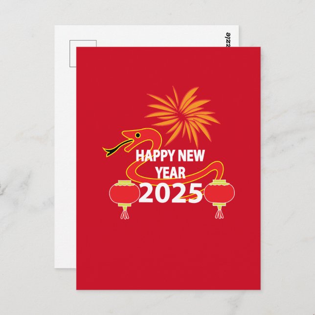 Chinese New Year 2025 Snake Chinese New Year  Postcard (Front/Back)