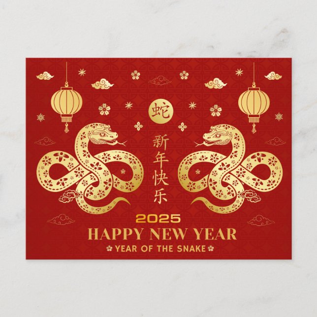 Chinese New Year 2025 Year of The Snake  Postcard (Front)