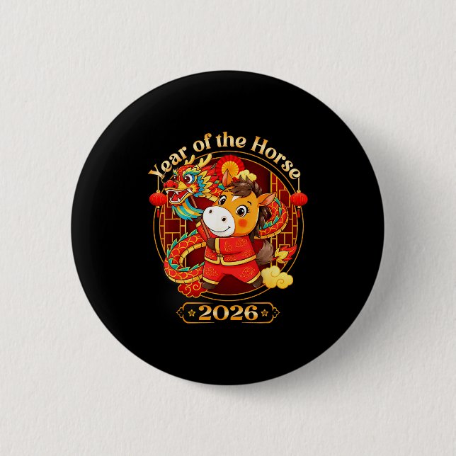 Chinese New Year 2026 Clothes Boys Girls Year Of T 6 Cm Round Badge (Front)